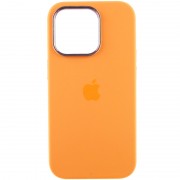Чехол Silicone Case Metal Buttons (AA) для Apple iPhone 14 Pro Max (6.7"), Оранжевый / Marigold
