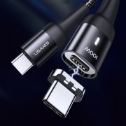 Магнітний кабель USAMS US-SJ466 U58 Type-C to Type-C 100W PD Fast Charge Magnetic Data Cable (1.5m), Чорний