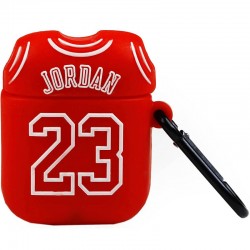 Силиконовый футляр Brand для наушников AirPods 1/2 + карабин, Jordan Red