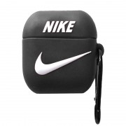 Силиконовый футляр Brand для наушников AirPods 1/2 + карабин, Nike Black