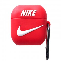 Силиконовый футляр Brand для наушников AirPods 1/2 + карабин, Nike Red