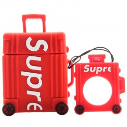 Силиконовый футляр Brand для наушников AirPods 1/2 + кольцо, Supreme red