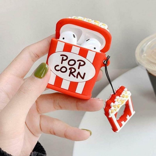 Силіконовий футляр Food для навушників AirPods 1/2 + кільце, Поп-корн - зображення 1 