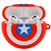 Силіконовий футляр Marvel & DC series для навушників AirPods 3+ кільце, Капітан Америка / Червоний