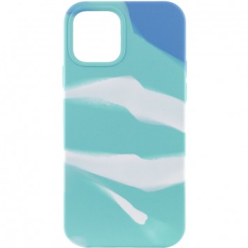 Бирюзово-белый чехол Silicone Case Full Aquarelle для Apple iPhone 13 Pro (6.1")
