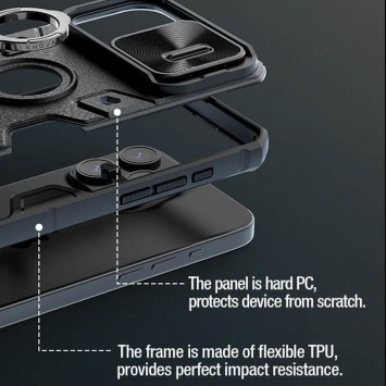 TPU+PC чехол для iPhone 15 Pro Max - Nillkin CamShield Armor (шторка на камеру), Черный - iPhone 15 Pro Max - изображение 5