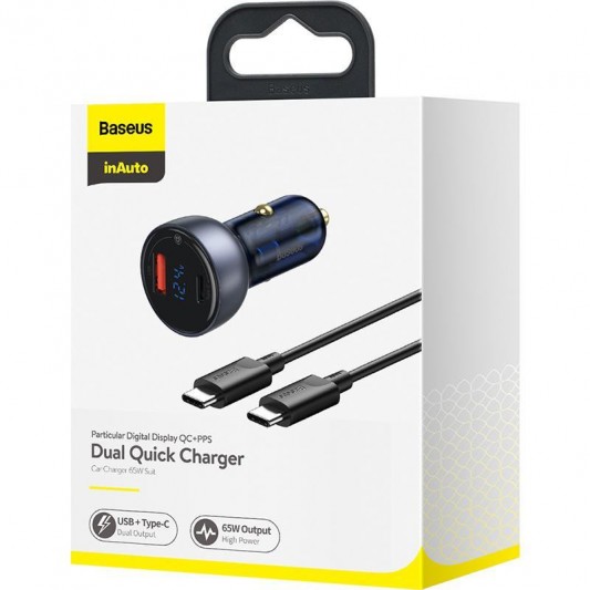 Зарядное устройство Baseus Particular PPS 65W USB + Type-C (с Cable Type-C to Type-C 100W) (TZCCKX), Серый - изображение 6