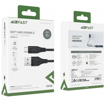 USB кабель Acefast C3-04 USB-A to USB-C TPE (1m), Black - Type-C кабелі - зображення 2 