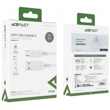 USB кабель Acefast C3-04 USB-A to USB-C TPE (1m), White - Type-C кабелі - зображення 2 