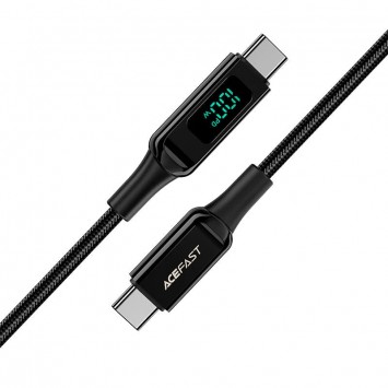 USB кабель Acefast C6-03 USB-C to USB-C 100W zinc alloy digital display braided (1m), Black - Type-C кабелі - зображення 2 
