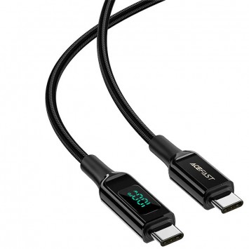 USB кабель Acefast C6-03 USB-C to USB-C 100W zinc alloy digital display braided (1m), Black - Type-C кабелі - зображення 1 