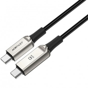 USB кабель Acefast C6-03 USB-C to USB-C 100W zinc alloy digital display braided (1m), Silver - Type-C кабели - изображение 1