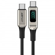 USB кабель Acefast C6-03 USB-C to USB-C 100W zinc alloy digital display braided (1m), Срібний
