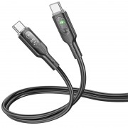 USB кабель Hoco U120 Transparent explore Intelligent Power-off PD 60W Type-C to Type-C (1.2m), Чорний