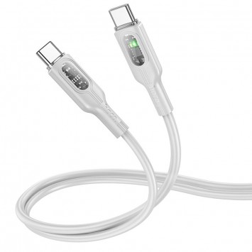 USB кабель Hoco U120 Transparent explore Intelligent Power-off PD 60W Type-C to Type-C (1.2m), Gray - Type-C кабелі - зображення 1 