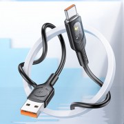 USB кабель Hoco U120 Transparent explore Intelligent Power-off USB to Type-C 5A (1.2m), Black