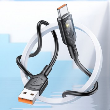 USB кабель Hoco U120 Transparent explore Intelligent Power-off USB to Type-C 5A (1.2m), Black - Type-C кабелі - зображення 4 