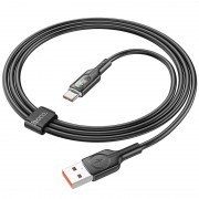 USB кабель Hoco U120 Transparent explore intelligent power-off USB to Type-C 5A (1.2m), Black