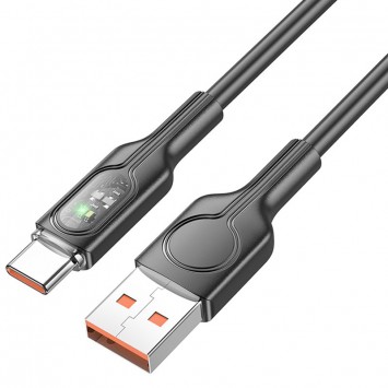 USB кабель Hoco U120 Transparent explore intelligent power-off USB to Type-C 5A (1.2m), Black - Type-C кабели - изображение 1