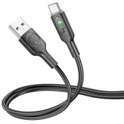 USB кабель Hoco U120 Transparent explore intelligent power-off USB to Type-C 5A (1.2m), Black