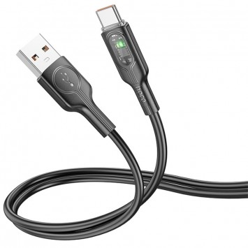USB кабель Hoco U120 Transparent explore Intelligent Power-off USB to Type-C 5A (1.2m), Black - Type-C кабелі - зображення 2 