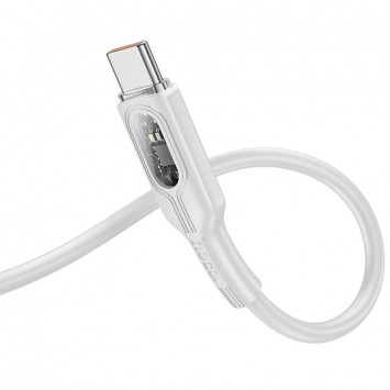 USB кабель Hoco U120 Transparent explore intelligent power-off USB to Type-C 5A (1.2m), Gray - Type-C кабели - изображение 1