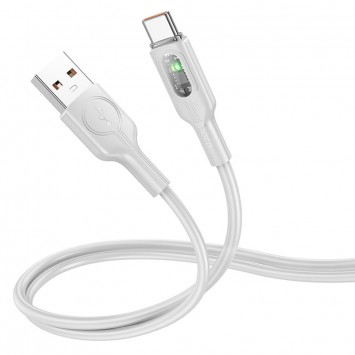 USB кабель Hoco U120 Transparent explore intelligent power-off USB to Type-C 5A (1.2m), Gray - Type-C кабели - изображение 2