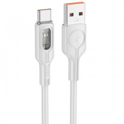 USB кабель Hoco U120 Transparent explore Intelligent Power-off USB to Type-C 5A (1.2m), Gray