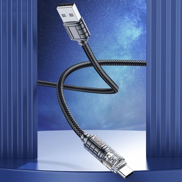 USB кабель Hoco U122 Lantern Transparent Discovery Edition USB to Type-C, Black - Type-C кабелі - зображення 6 