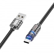USB кабель Hoco U122 Lantern Transparent Discovery Edition USB to Type-C, Чорний