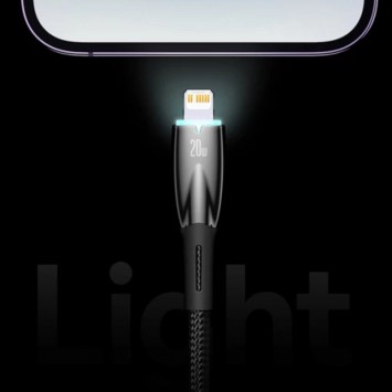Кабель для Айфона Baseus Glimmer Series Fast Charging Data Cable Type-C to Lightning 20W 1m (CADH000001), Black - Lightning - зображення 4 