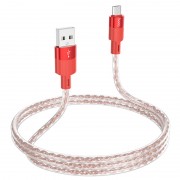 USB кабель Hoco X99 Crystal Junction USB to MicroUSB (1.2m), Червоний