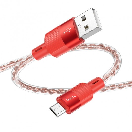 USB кабель Hoco X99 Crystal Junction USB to MicroUSB (1.2m), Red - зображення 3 