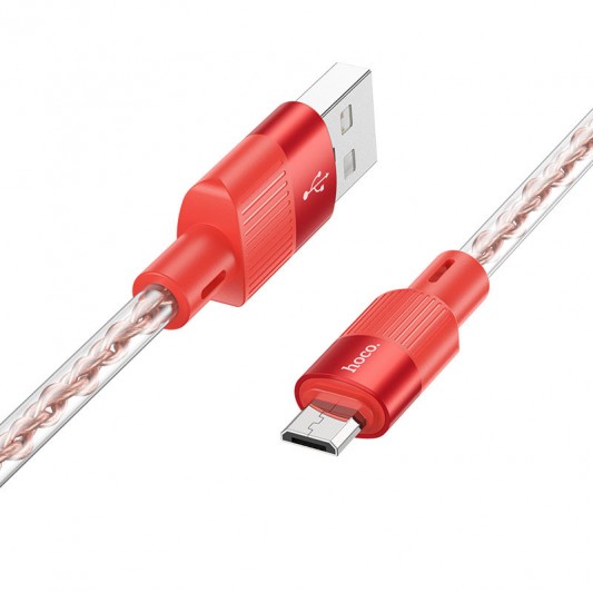 USB кабель Hoco X99 Crystal Junction USB to MicroUSB (1.2m), Red - зображення 1 