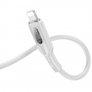 Кабель до Айфона Hoco U120 Transparent explore intelligent power-off USB to Lightning (1.2m), Gray