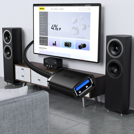 Кабель-подовжувач Baseus AirJoy Series USB3.0 Extension Cable 5m Cluster (B00631103111-05), Black - зображення 4 