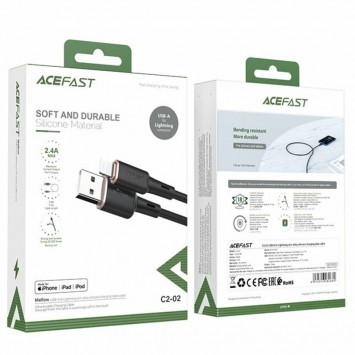 Шнур для Айфона Acefast MFI C2-02 USB-A to Lightning zinc alloy silicone (1m), Black - Lightning - зображення 4 