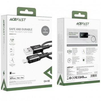 Шнур для Айфона Acefast MFI C4-02 USB-A to Lightning aluminum alloy (1.8m), Black - Lightning - изображение 3