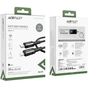 Шнур для фону Acefast MFI C4-01 USB-C to Lightning aluminum alloy (1.8m), Black - Lightning - зображення 4 