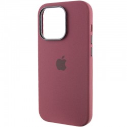 Чехол Silicone Case Metal Buttons (AA) для Apple iPhone 14 Pro Max (6.7"), Бордовый / Plum