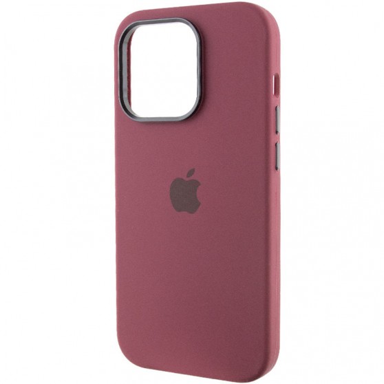 Чохол Silicone Case Metal Buttons (AA) для Apple iPhone 14 Pro Max (6.7"), Бордовий / Plum