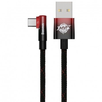 Чорно-червоний кутовий USB кабель Baseus MVP 2 Elbow-shaped USB to Type-C 100W (2m) зі згином під кутом 