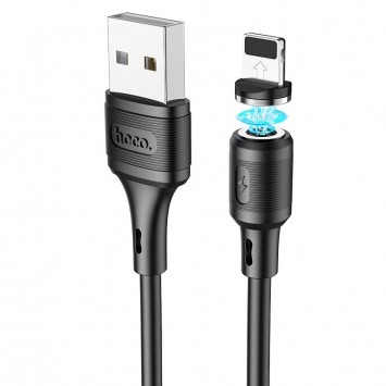 Черный магнитный кабель Hoco X52 "Sereno magnetic" USB to Lightning (1m) для зарядки и подключения электронных устройств