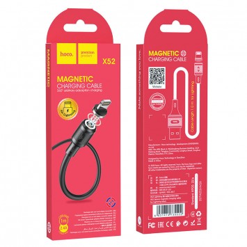 Магнітний кабель Hoco X52 "Sereno magnetic" USB to Lightning (1m), Чорний - Lightning - зображення 7 