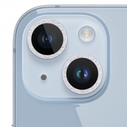 Защитное стекло Metal Sparkles на камеру для iPhone 15 / 15 Plus, Серебряный / Silver