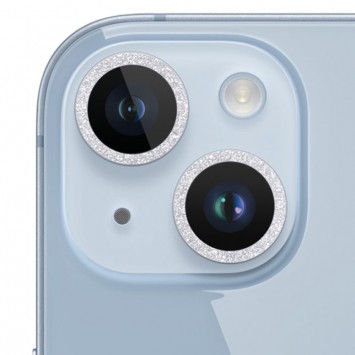 Захисне скло Metal Sparkles на камеру iPhone 15 / 15 Plus, Срібний / Silver
