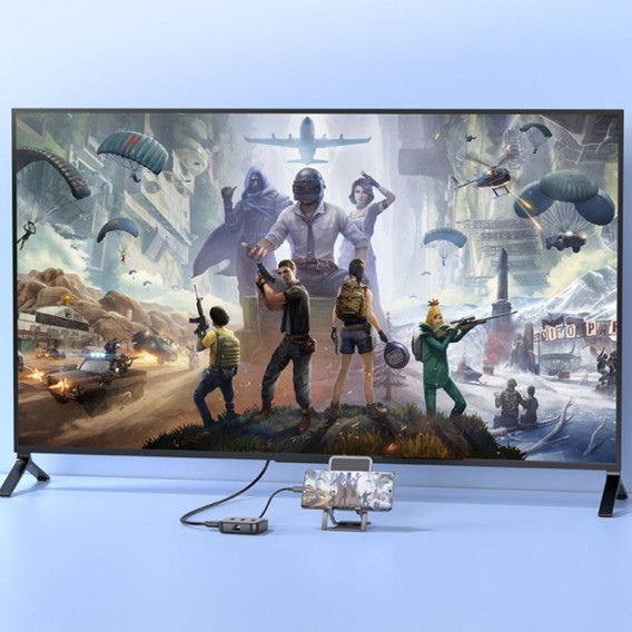 Перехідник HUB Hoco HB37 Easy link 6-in-1 Multiport Adapter (HDTV+RJ45+USB3.0+USB2.0*2+PD100W), Black