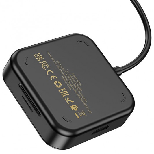 Переходник HUB Hoco HB38 Easy link 7-in-1 Multiport Adapter(HDTV+SD/TF+USB3.0+USB2.0*2+PD100W), Black - изображение 1