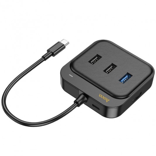 Переходник HUB Hoco HB38 Easy link 7-in-1 Multiport Adapter(HDTV+SD/TF+USB3.0+USB2.0*2+PD100W), Black - изображение 4