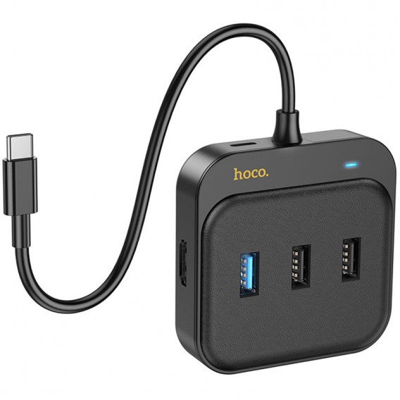 Перехідник HUB Hoco HB38 Easy link 7-in-1 Multiport Adapter (HDTV+SD/TF+USB3.0+USB2.0*2+PD100W), Black